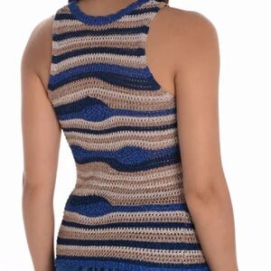 Frank Lyman Design Blue and Gold Knit Top